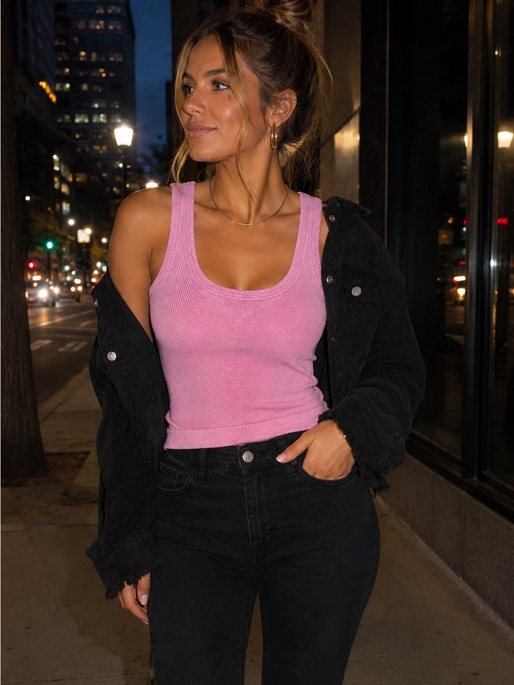 Zenana Candy Pink Ribbed Mineral Washed Tank Top - Lightweight Scoop Neck